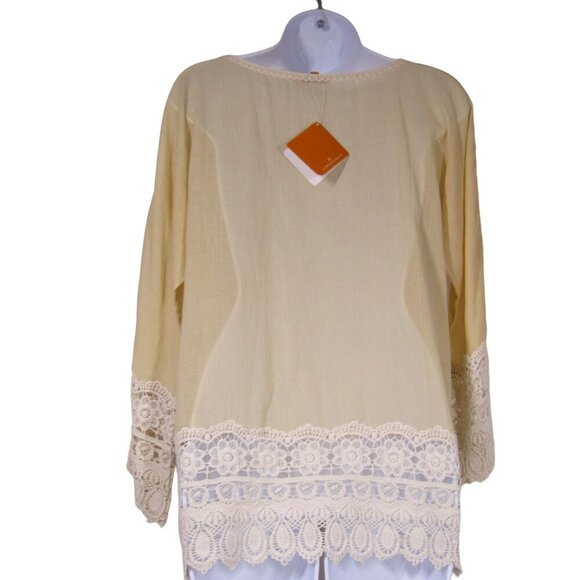 Cottagecore NWT M Crochet Lace Romantic Demure Fairy Top Blouse Pastel Freymann - Picture 5 of 10